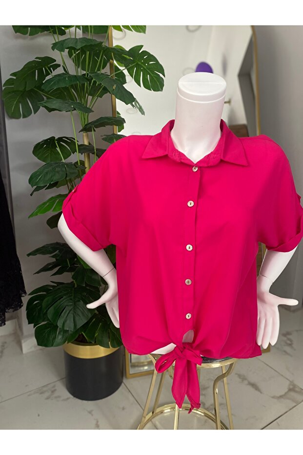 Önden bağlamalı Krep gömlek - 1