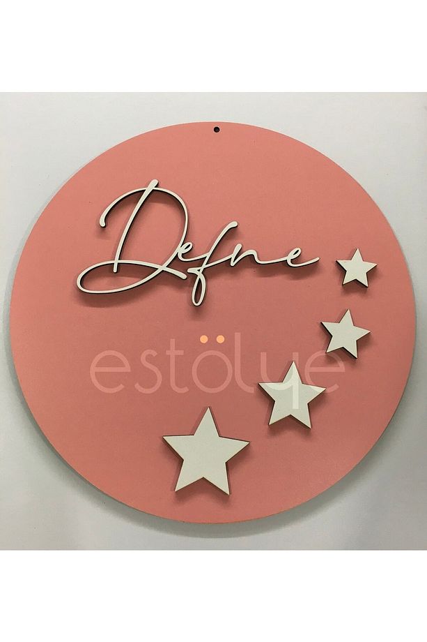 Ahşap Bebek Kapı Süsü Isme Özel Yıldızlı Model Pembe G2dvuu1g3 - 1