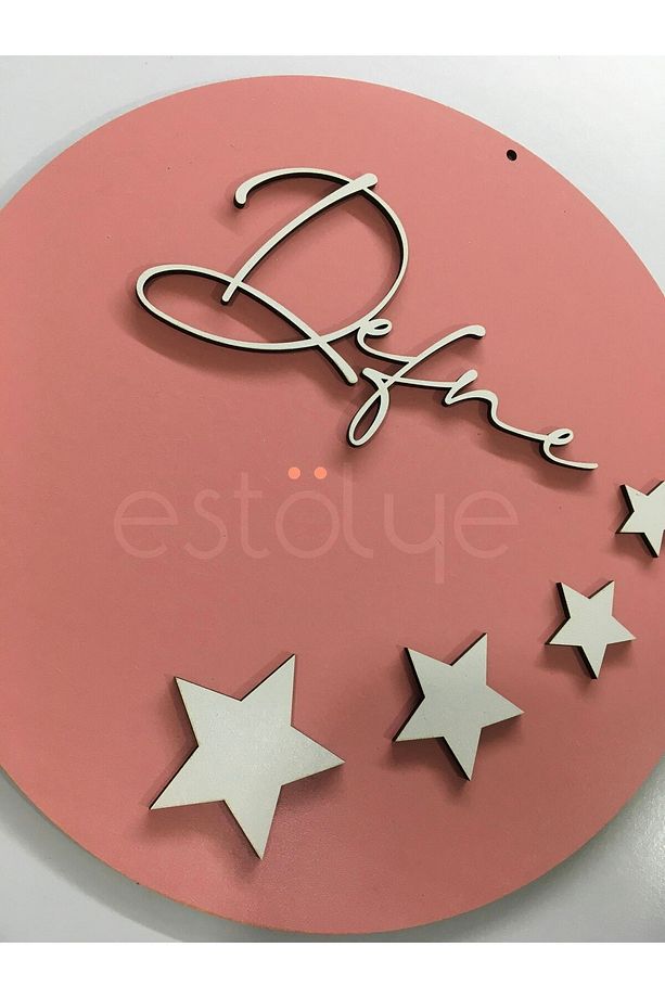 Ahşap Bebek Kapı Süsü Isme Özel Yıldızlı Model Pembe G2dvuu1g3 - 2