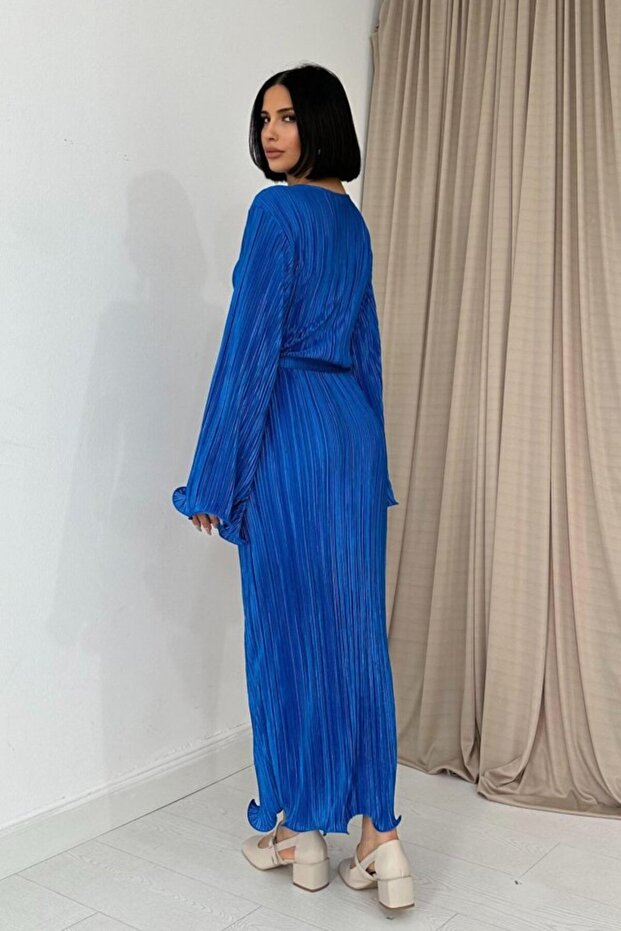 Saks İspanyol Kol Piliseli Elbise - 4