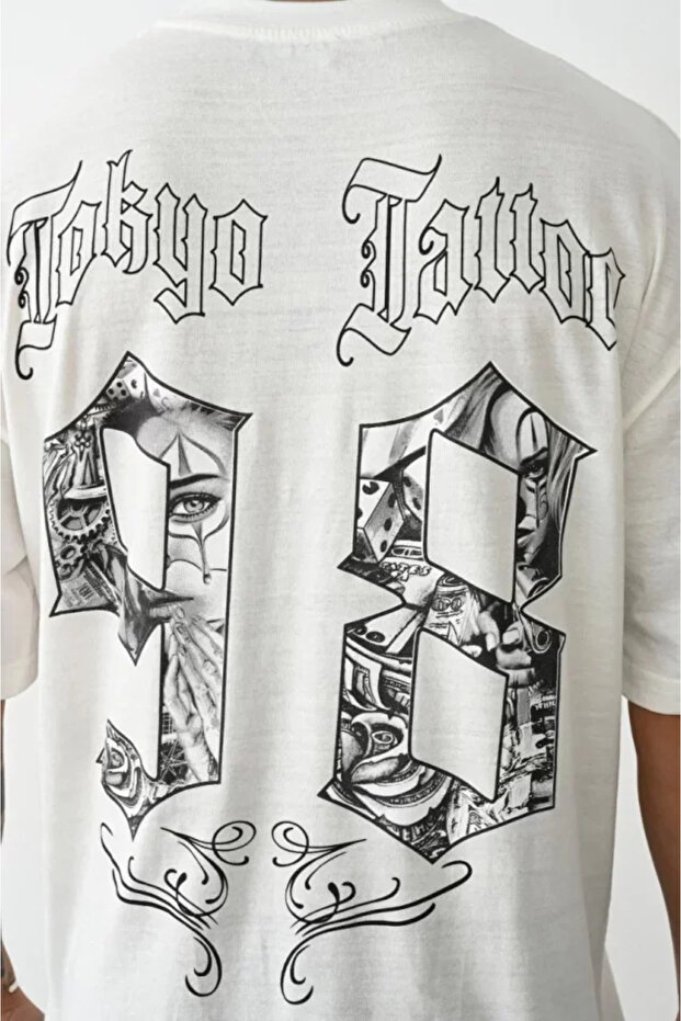 White Unisex Oversize Printed T-Shirt