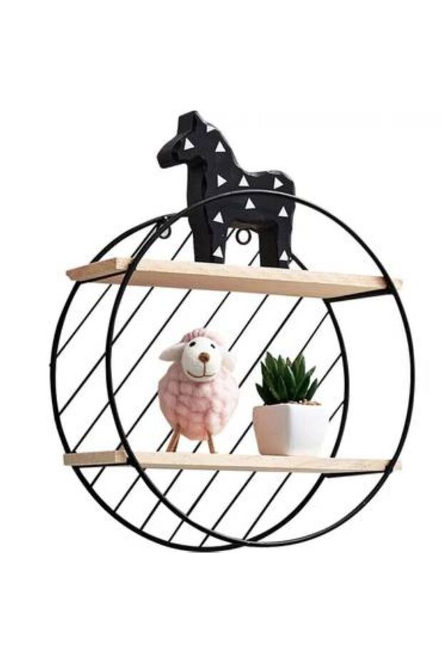 Black decorative shelf stand, round shape, size 11 x 30 cm