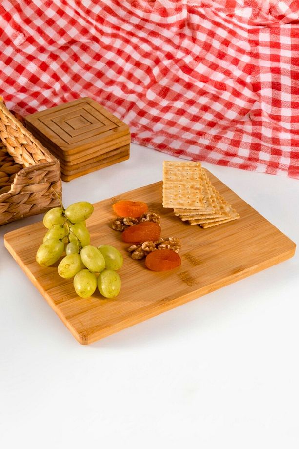 3'lü Set Bambu Retro Misket Ayaklı Servis Tabağı ve Sunumluk Standı, Yükseltici, Düzenleyici - 4