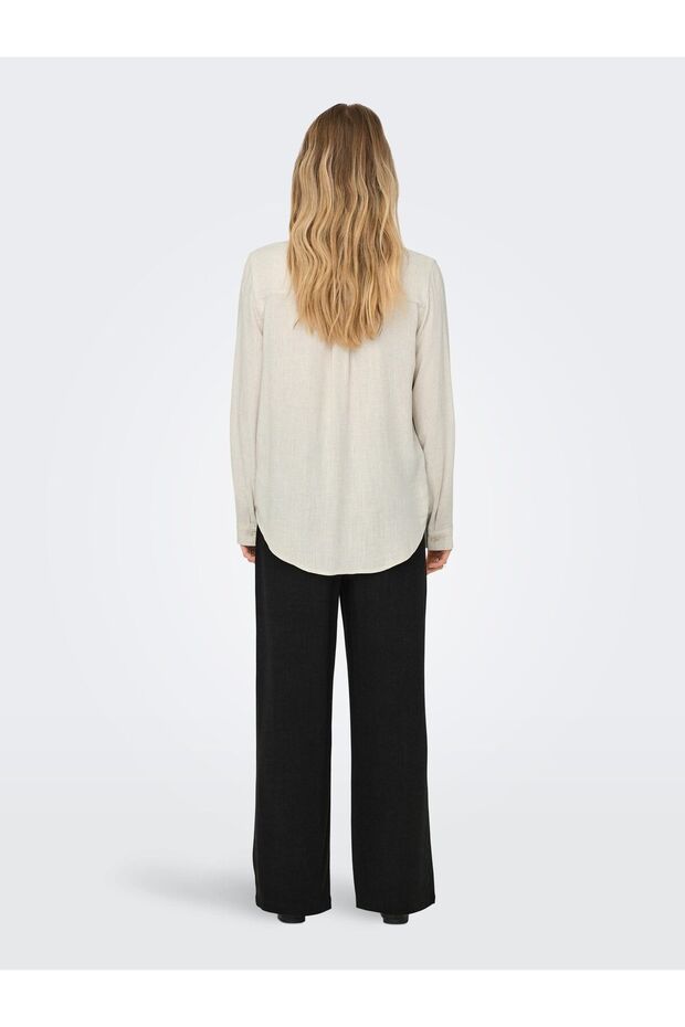 Women's Linen Viscose Shirt 15349102 Onlyasmin-Siesta Ls Li Bl Shirt Pnt Noos - 4