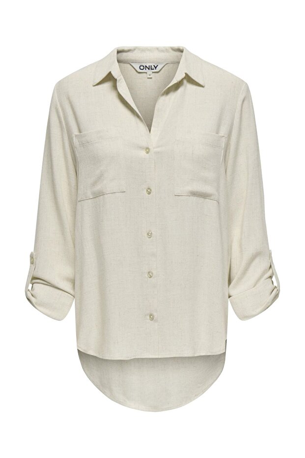 Women's Linen Viscose Shirt 15349102 Onlyasmin-Siesta Ls Li Bl Shirt Pnt Noos - 2