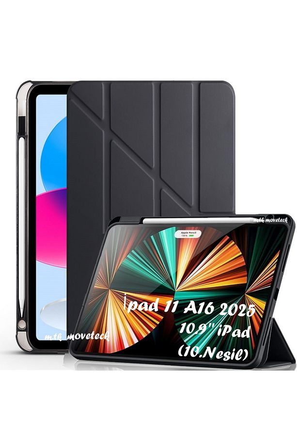 İpad 11 (A16) 2025 10. Nesil 10.9 Kılıf Yumuşak Kalem Bölmeli Akıllı Uyku Modlu A2696 A2757 A3355 - 1