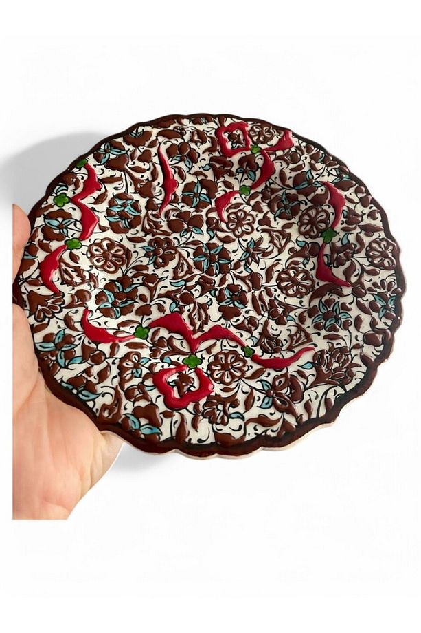 Çini Dekoratif Tabak, Duvar, Masa Süsü, Hediyelik El Yapımı (HANDMADE) Küçük Boy Tabak 18- 20 Cm - 3