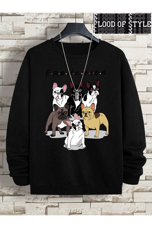 Hip Hop Harajuku Vintage Style Frenchies 6 French Bulldog Black