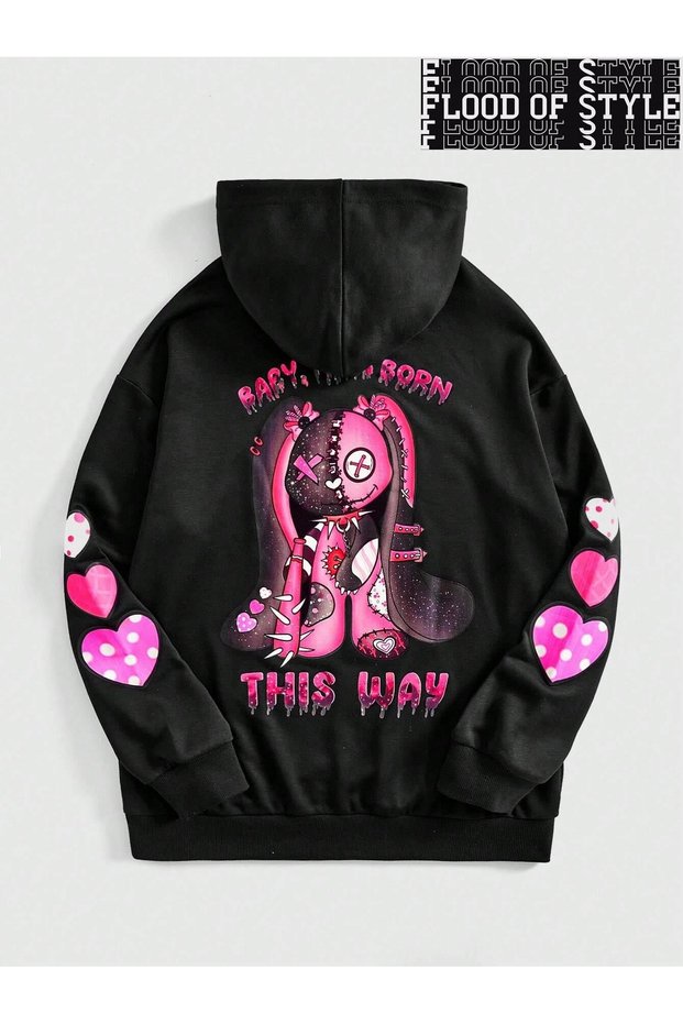 Hip Hop Harajuku Vintage Style Bear One Cute and Scary Look Black