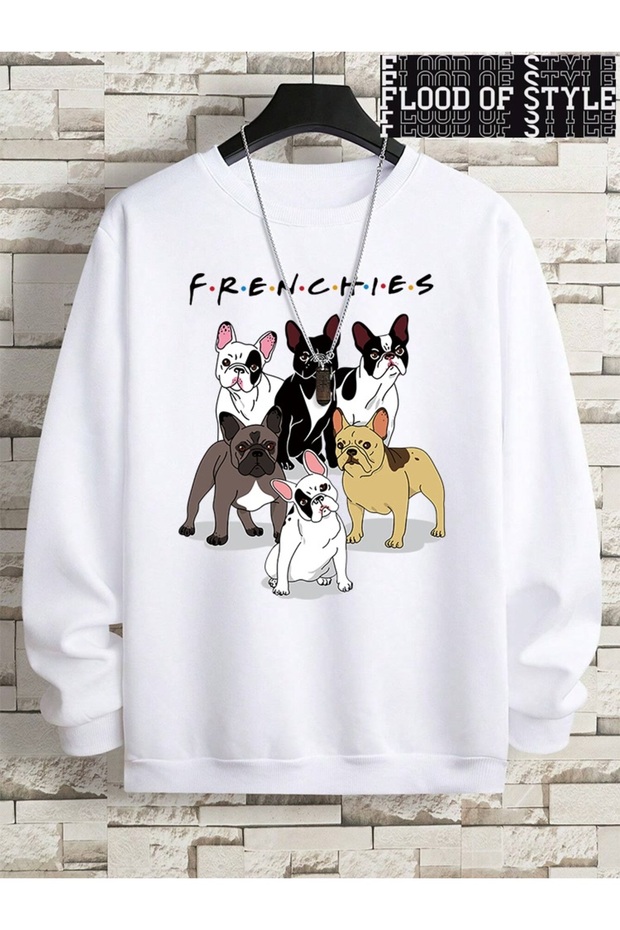 Hip Hop Harajuku Vintage Style Frenchies 6 French Bulldog White