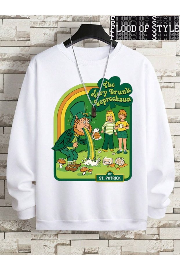 Hip Hop Harajuku Vintage Style Very Drunk Leprechaun White
