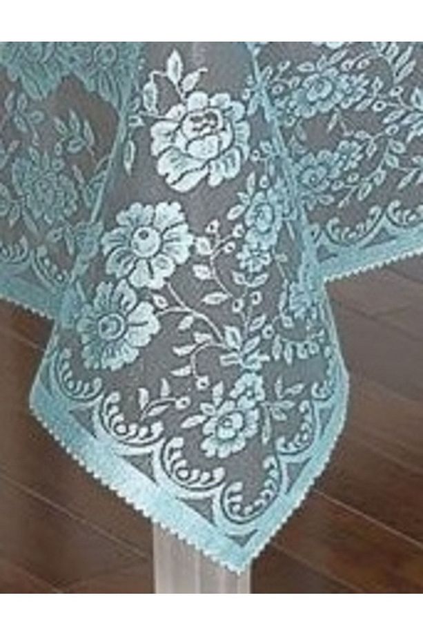 Güllü Desen Örme Masa Örtüsü Mavi - 5
