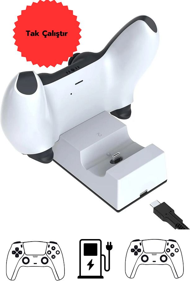 Ps5 Dualsense Şarj Istasyonu Çift Kol Şarj Göstergeli - 2