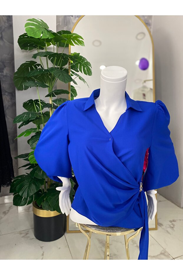 Mavi Krep anvelop gömlek - 2