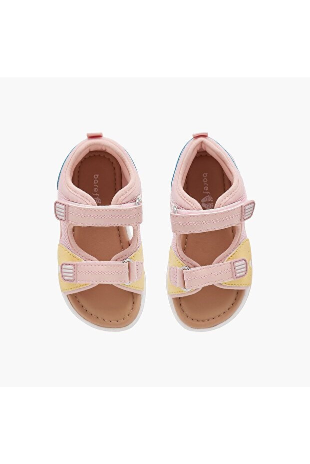 Panelled Backstrap Sandals with Hook and Loop Closure - 1