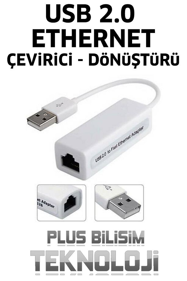 Usb Ethernet Dönüştürücü, Çevirici Usb 2.0 Ethernet, Usb to Ethernet Plus Bilişim - 1