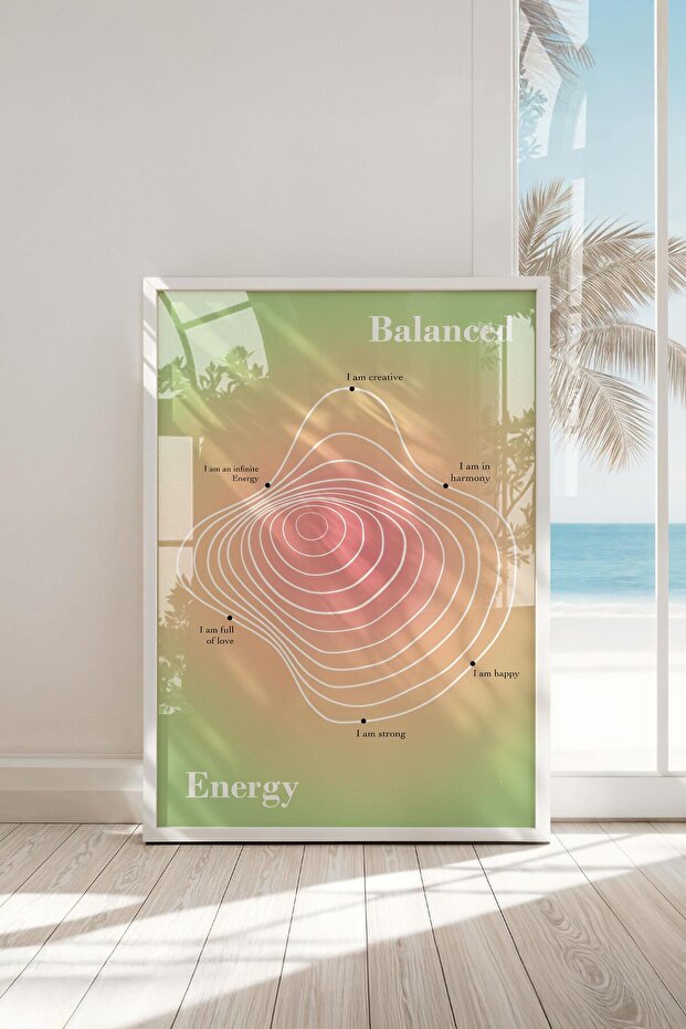 Framed Aura Inspired Balance & Energy Premium Painting: Inner Peace & Positive Affirmations