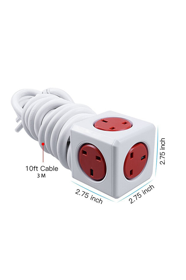 Allocacoc 3m Power Extension - Red - 1