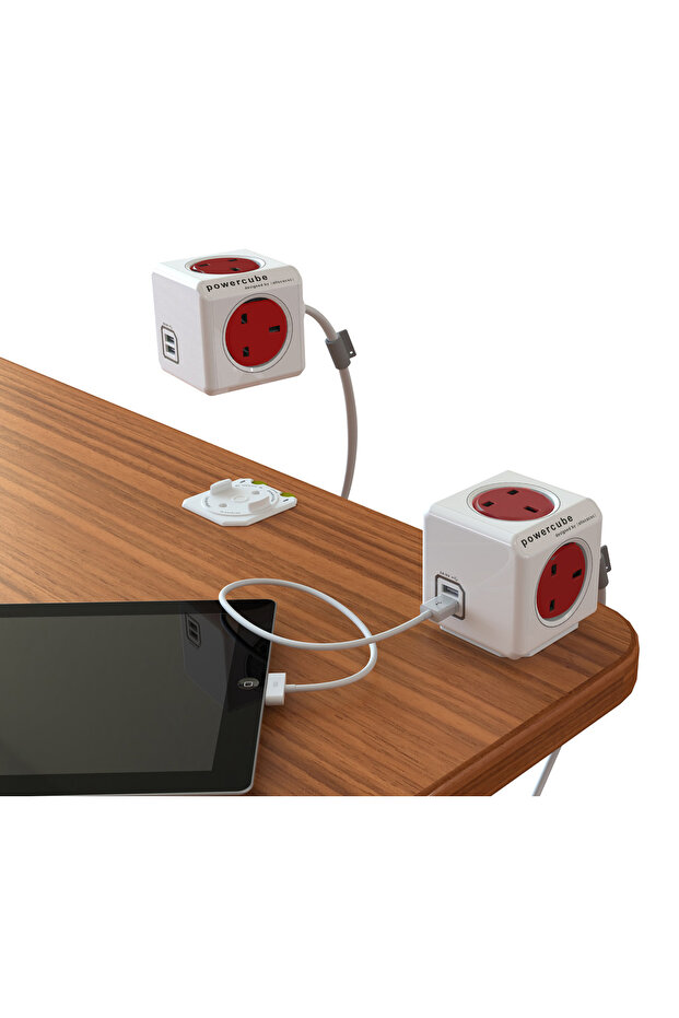 ألوكاكوك وصلة كهربائية بطول 1.5 متر + مدخلي يو اس بي - احمر - 4