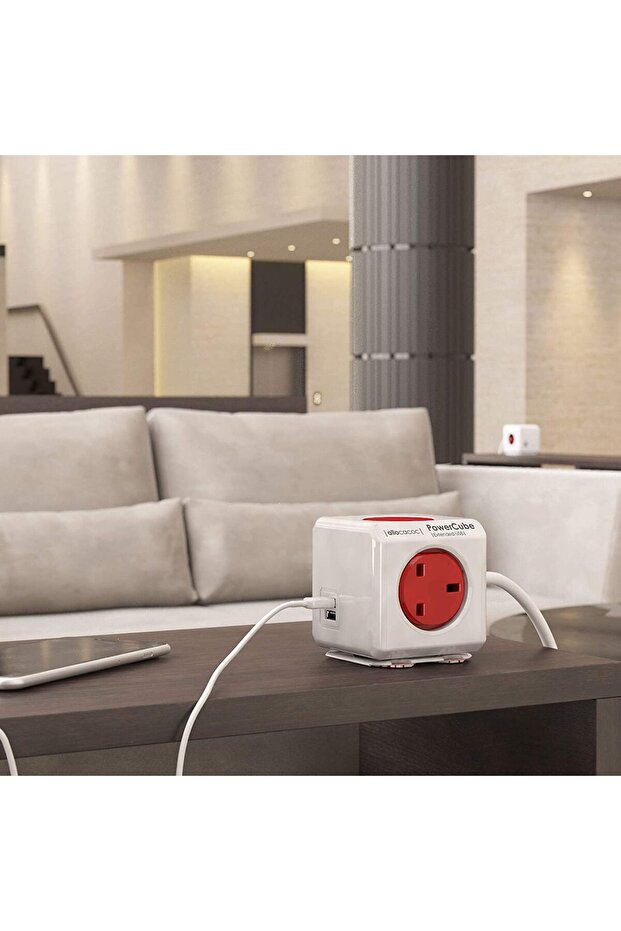 ألوكاكوك وصلة كهربائية بطول 1.5 متر + مدخلي يو اس بي - احمر - 2