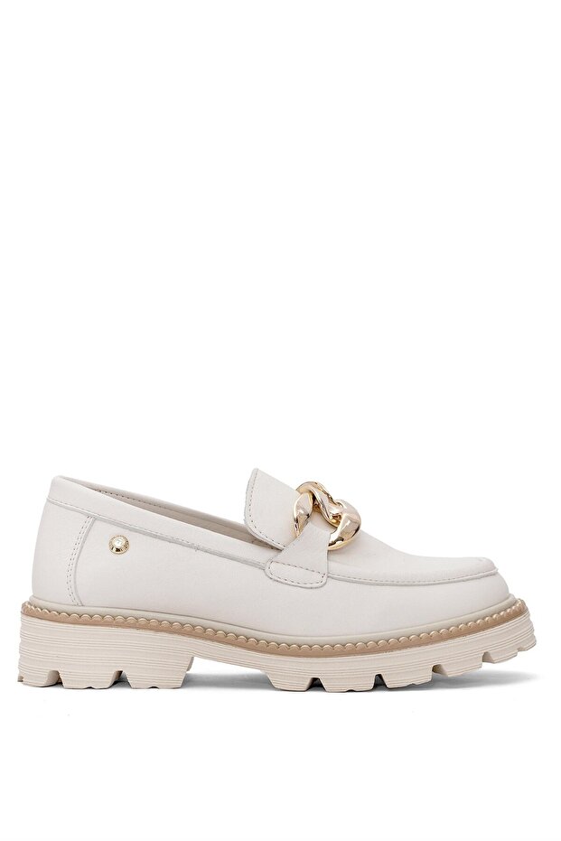 Women's Genuine Leather Casual Shoes D25Ya-3690 Cream