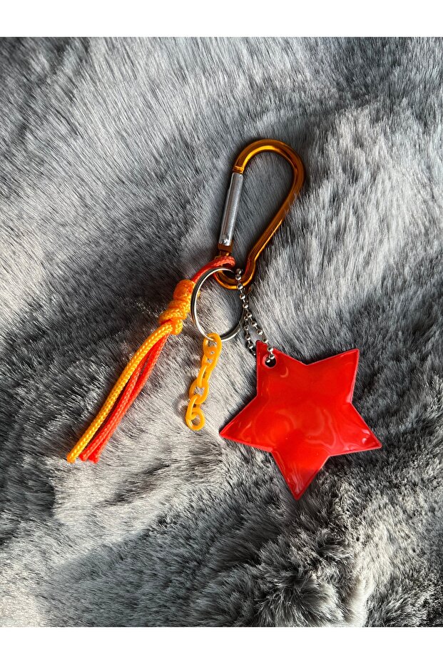 Orange Star Reflective Sports Keychain Reflector Accessory