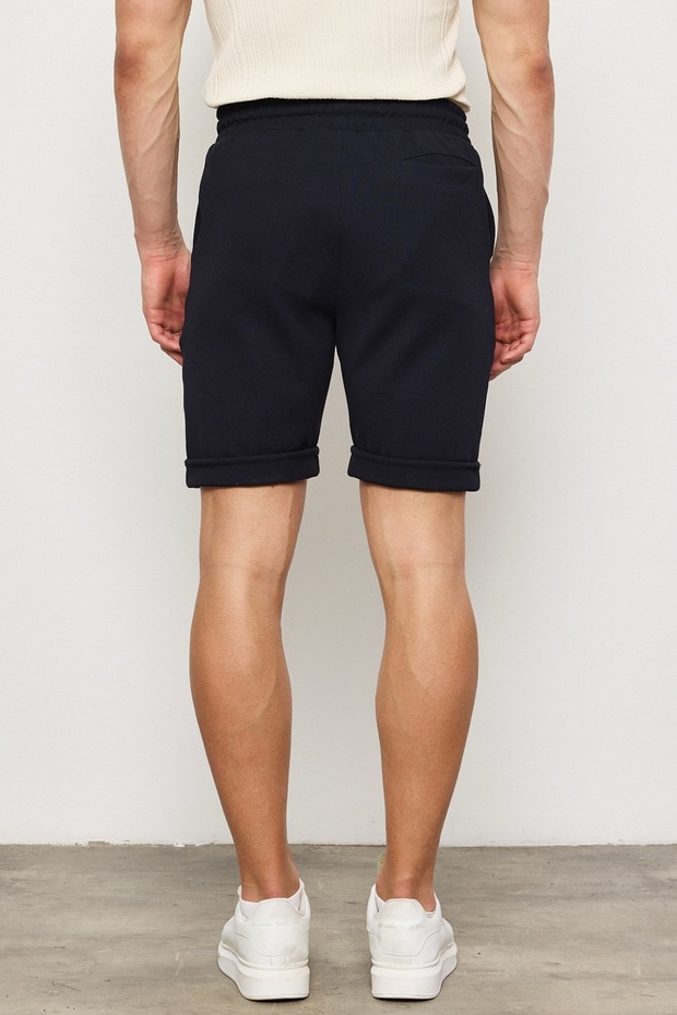 Чоловічі шорти нового сезону з діагонального жаккардового трикотажу темно-синього кольору LS-93056 - 3