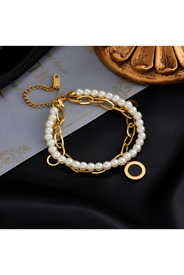 Roman Numeral Pearl Charm Bracelet