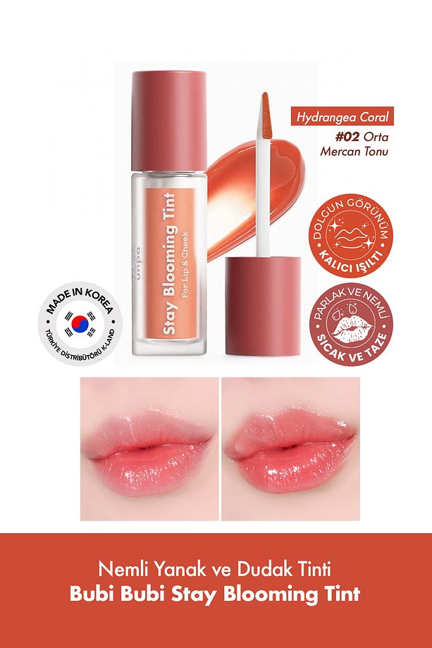 Nemli ve Canlı Mercan Tonlu Yanak ve Dudak Tinti UNPA Bubi Bubi Stay Blooming Tint - 1