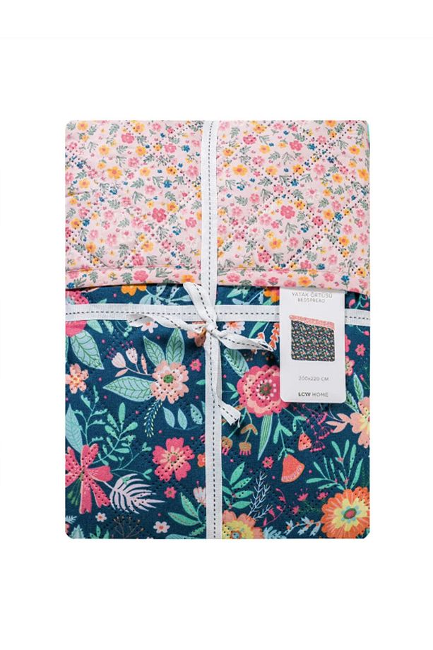 LCW HOME Karışık Çiçek Desenli Çift Kişilik Yatak Örtüsü 200x220 Cm - 3