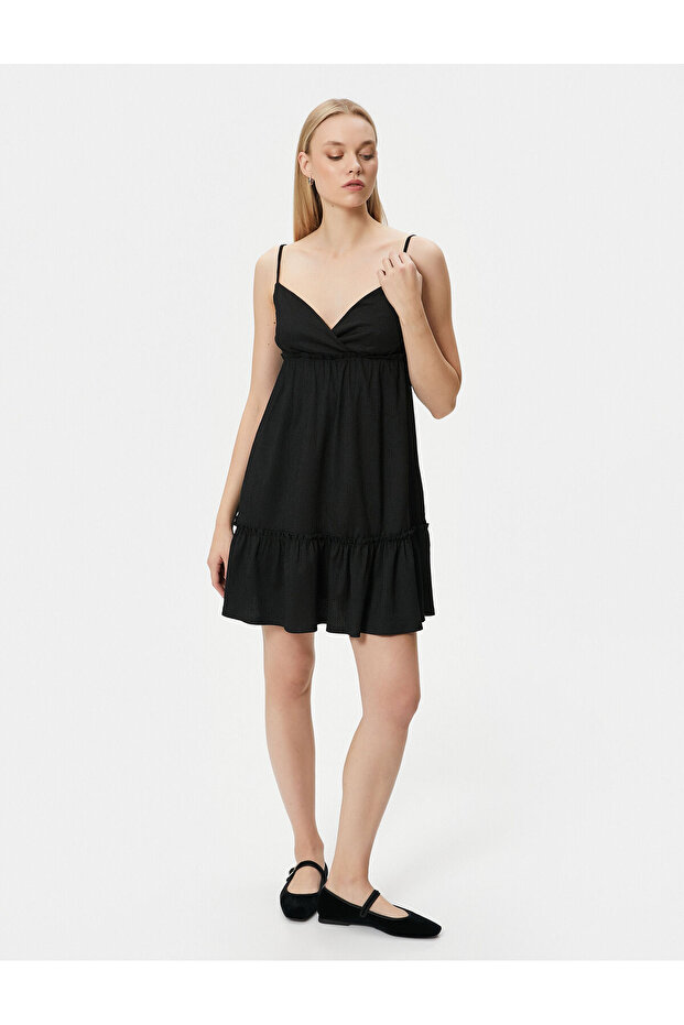 Mini Strap Dress with Flounce