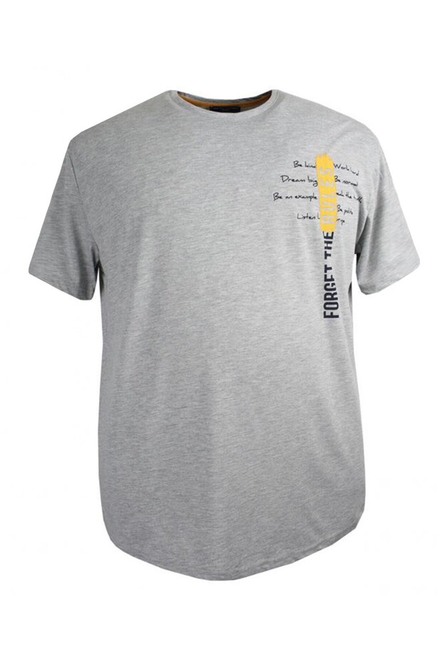 Men's Large Size Printed Single Jersey Crew Neck T-Shirt