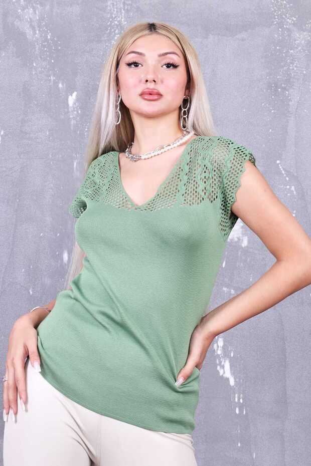 v yaka omuz ajurlu bluz - 2