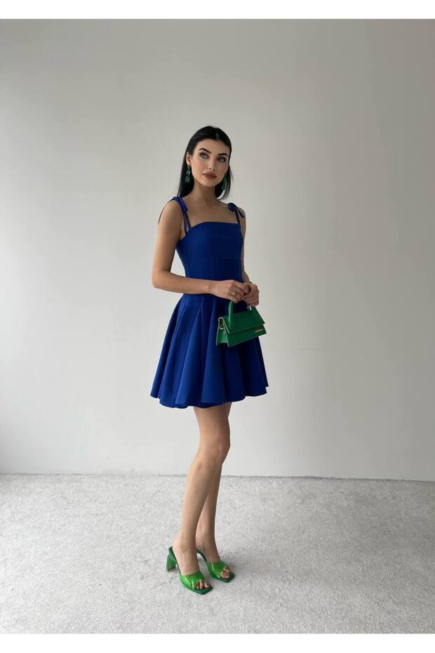 İP ASKILI KLOŞ MİNİ ELBİSE - 6