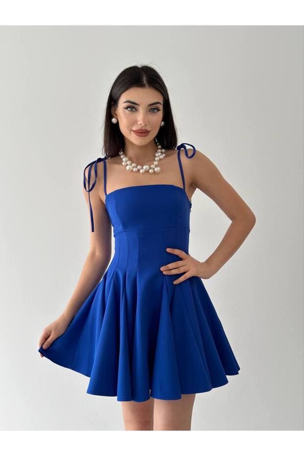 İP ASKILI KLOŞ MİNİ ELBİSE - 2