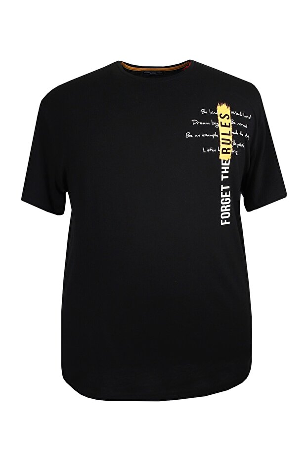 Men's Large Size Printed Single Jersey Crew Neck T-Shirt