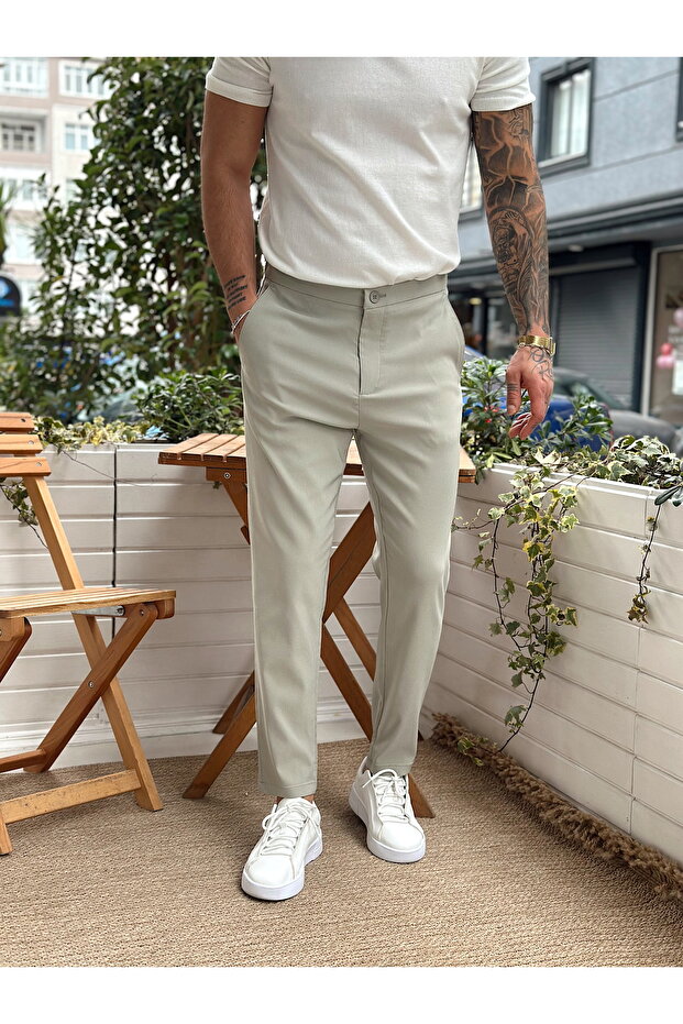 Basic Tek Düğmeli Jogger Pantolon mint - 3