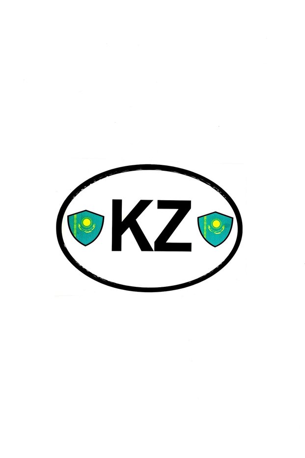Special Drop Sticker for Labelers Oval Design with Country Flag Kazakhstan Kz Letter Coat of Arms