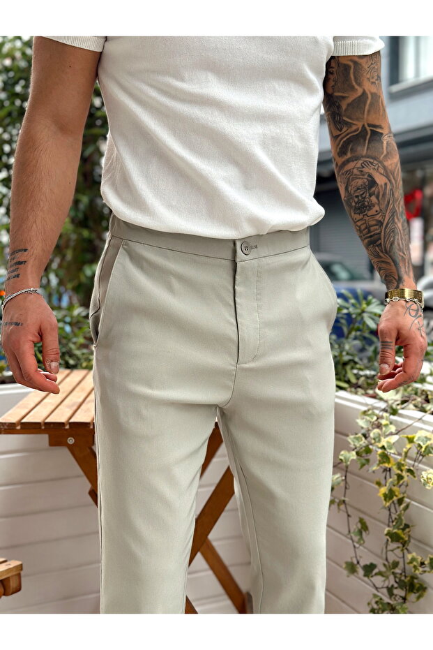 Basic Tek Düğmeli Jogger Pantolon mint - 2
