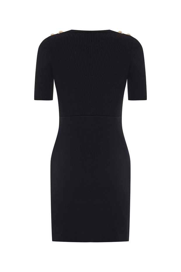 KISA KOLLU MİNİ TRİKO ELBİSE - 2