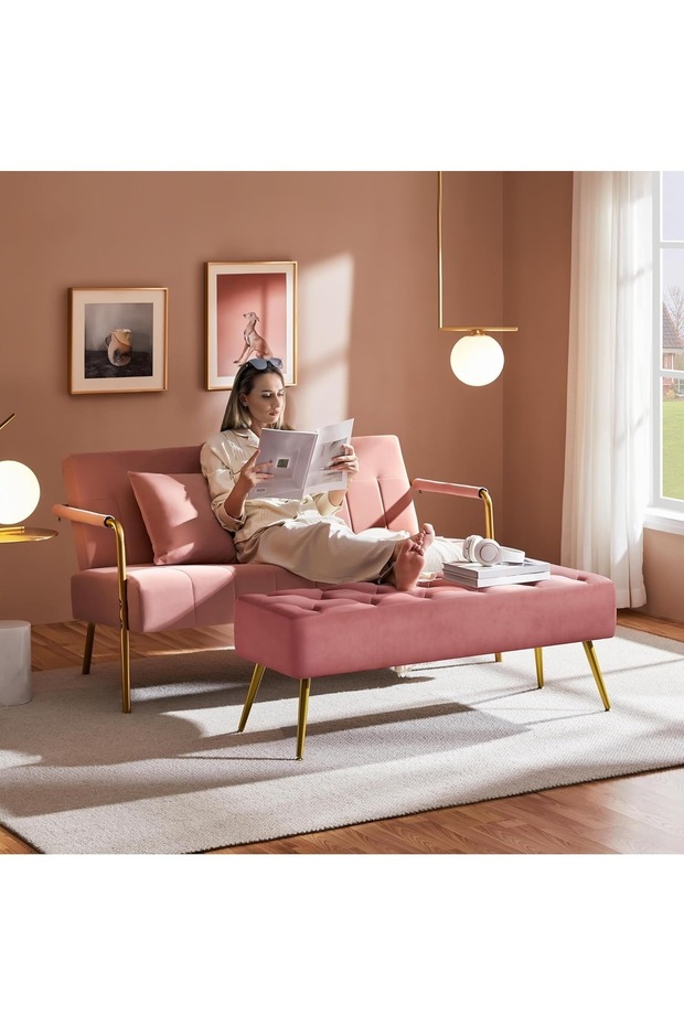 lola bench dekoratif estetik retro ahşap ayak - 3