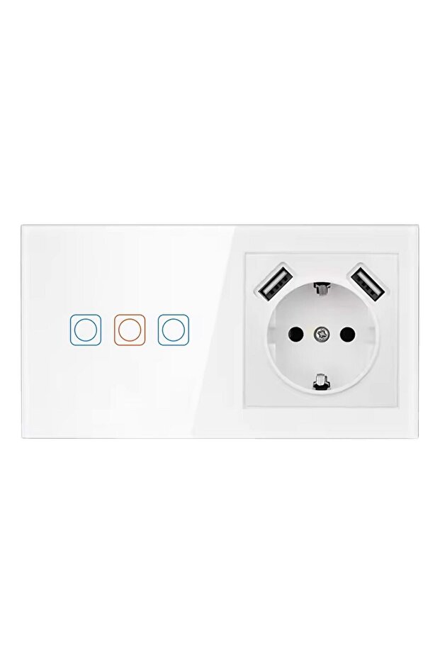 Lc05 Touch Wifi 3Gang Smart Electrical Switch with Dual USB Output - 1