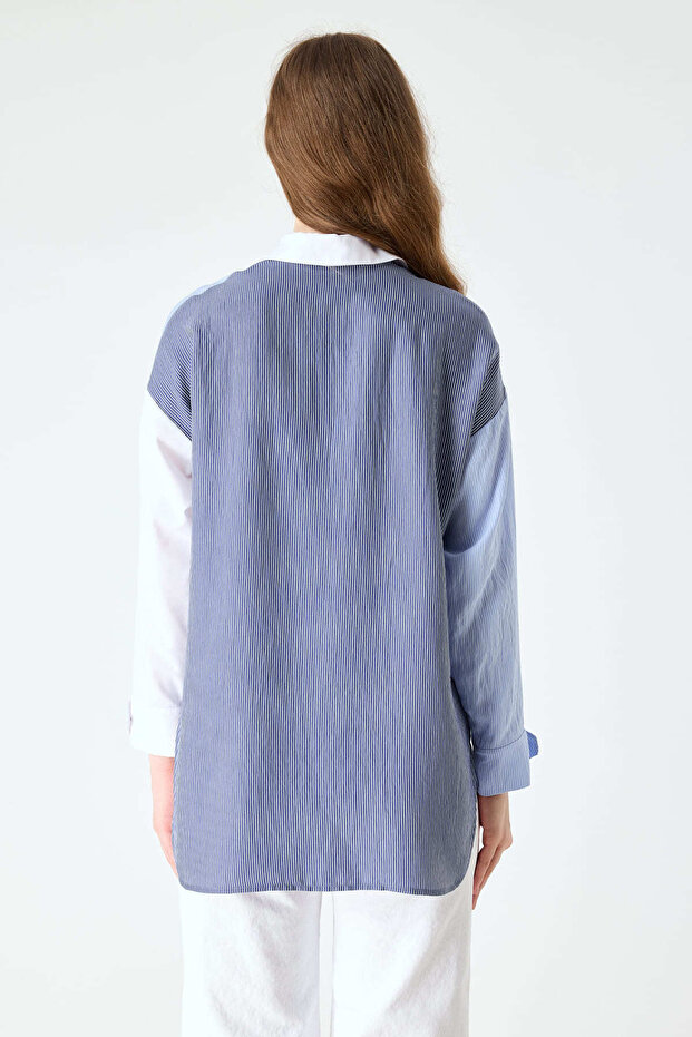 Çift renk çizgili gömlek - 4