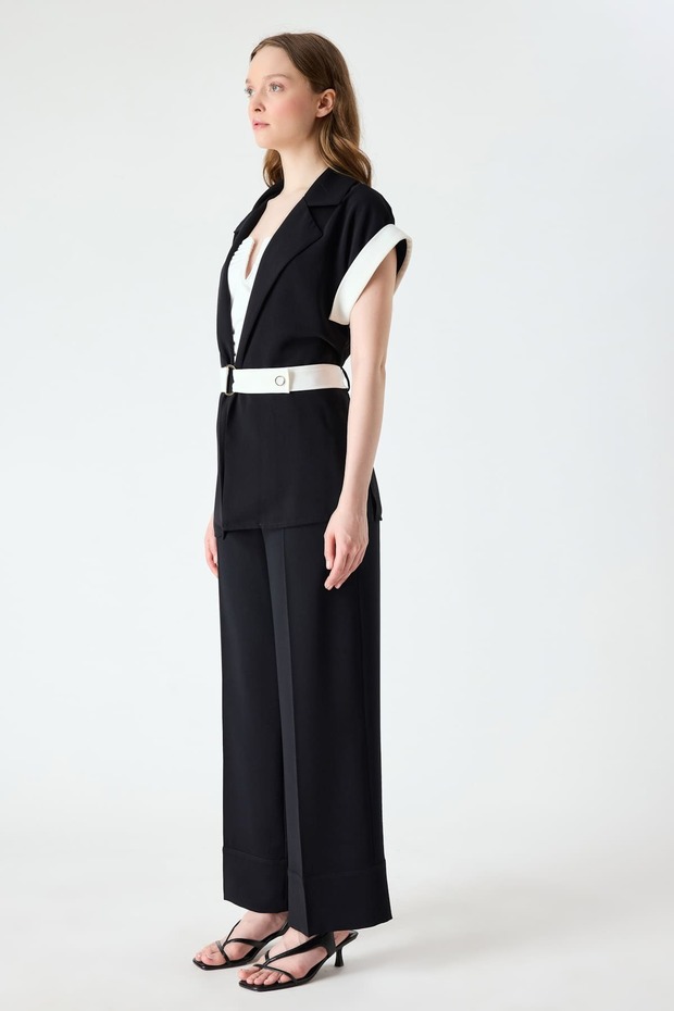 Kemer detaylı kontrast ceket - 3