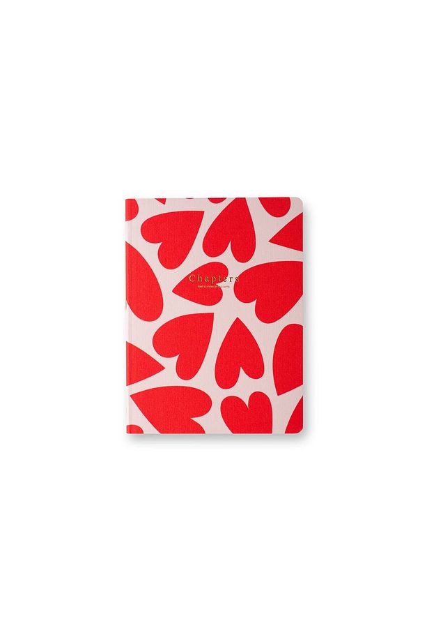 Canvas Notebook, Pale Pink & Red Hearts - 1