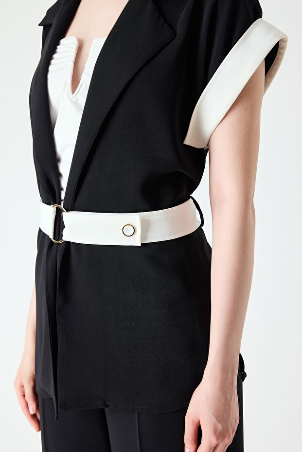 Kemer detaylı kontrast ceket - 4