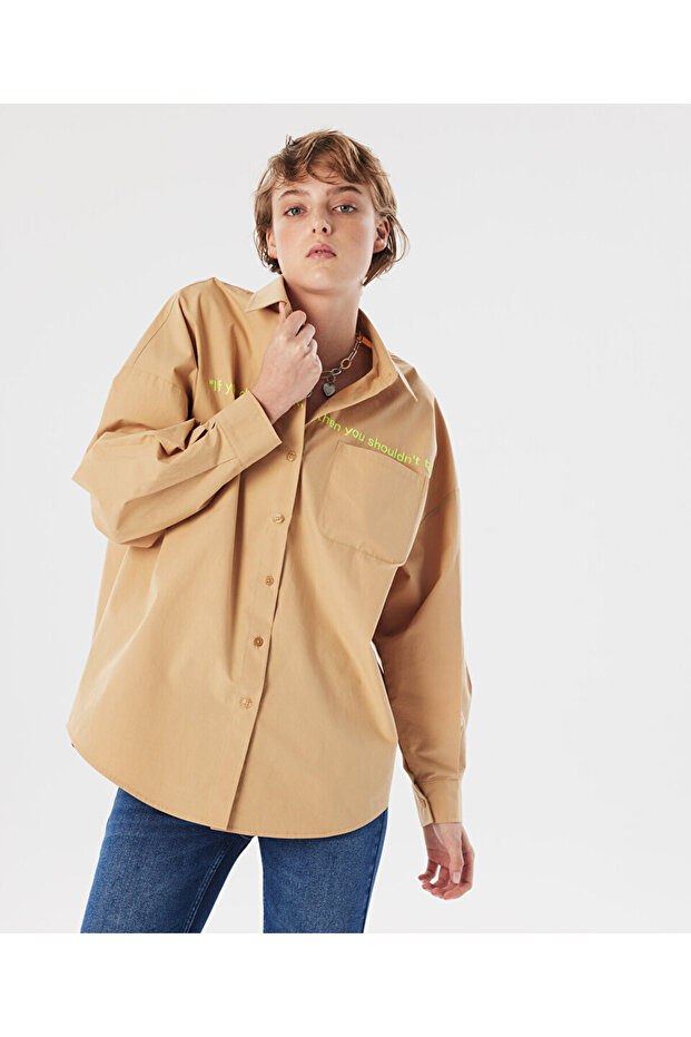 Embroidered Slogan Shirt