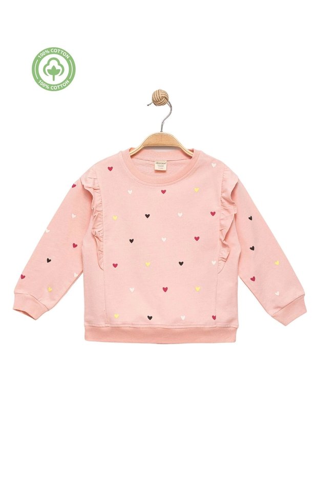 Baby Girl 100% Cotton Ruffle Pink Sweatshirt - Baby Girl & Kids Clothing
