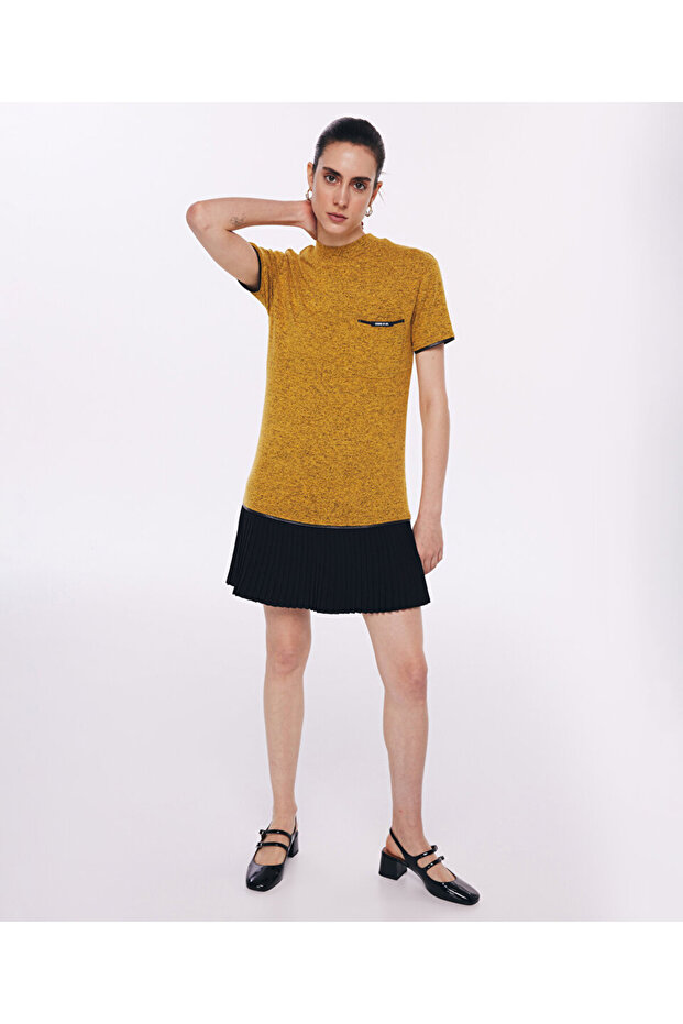 Kumaş mıx triko elbise - 2