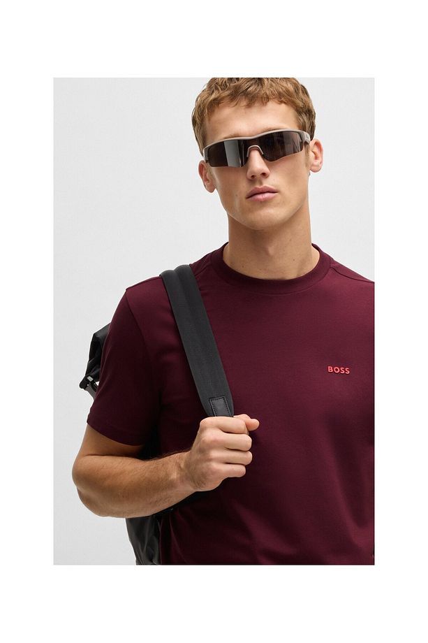 Kontrast logolu esnek pamukta regular-fit tişört - 4